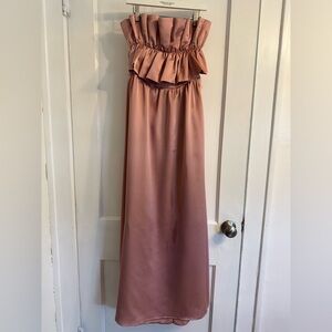 New Blush strapless dress with ruffle top